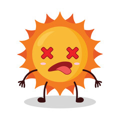 cute fainted expression of sun cartoon character