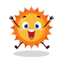 cute celebration jump expression of sun cartoon character