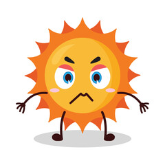 cute irritated expression of sun cartoon character