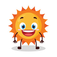 cute happy expression of sun cartoon character