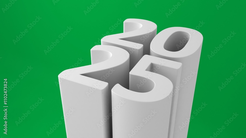 Aufkleber 2025 new year card with modern gradient style 3d realistic year number. volumetric digits 2025 at an