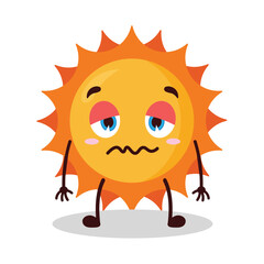 cute nope expression of sun cartoon character