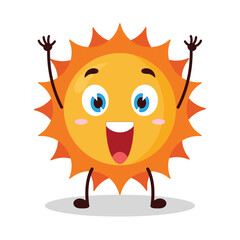 cute rise hand happy expression of sun cartoon character