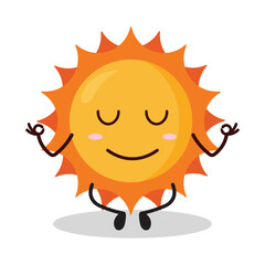 cute yoga expression of sun cartoon character