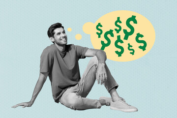 Composite sketch image design trend artwork collage of trade savings income investment currency...