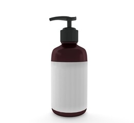 Blank white liquid soap bottle mockup on white background	

