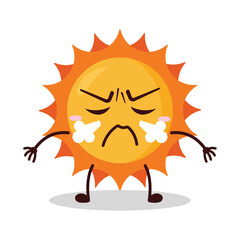 cute furious expression of sun cartoon character