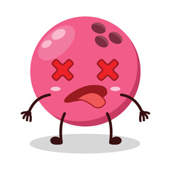 cute fainted expression of pink bowling ball character