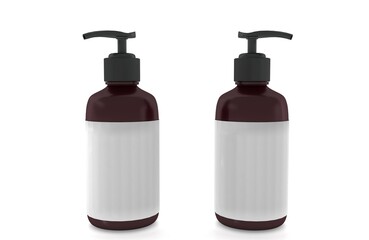 Blank white liquid soap bottle mockup on white background	
