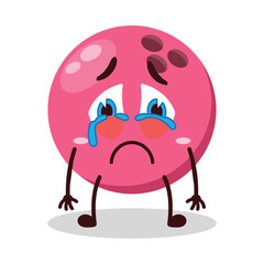 cute cry expression of pink bowling ball character