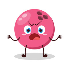cute why expression of pink bowling ball character
