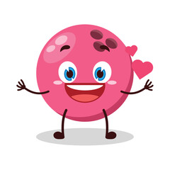 cute fall in love expression of pink bowling ball character