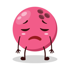 cute tired expression of pink bowling ball character