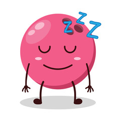 cute sleep expression of pink bowling ball character