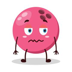 cute grumpy expression of pink bowling ball character