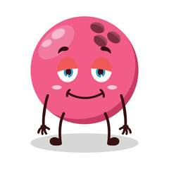 cute lazy expression of pink bowling ball character