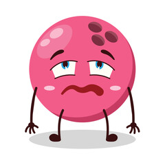 cute bored expression of pink bowling ball character