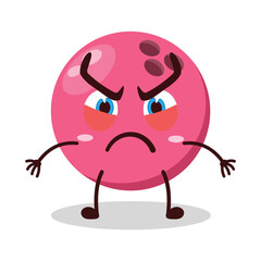 cute provoked expression of pink bowling ball character