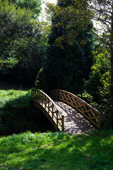 Wooden walkway on the river walk of the Anllons River in A Laracha, A Coruña.
