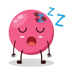 cute rest expression of pink bowling ball character