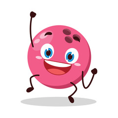 cute hurray victory expression of pink bowling ball character