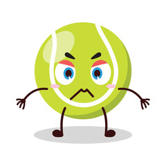 cute irritated expression of tennis ball character