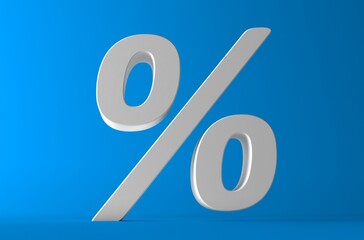 Percent isolated. Percent icon 3d blue background. 
