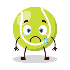 cute nervous expression of tennis ball character