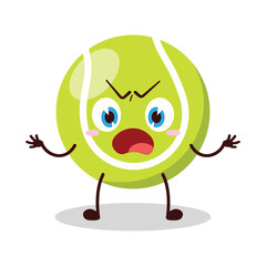 cute why expression of tennis ball character