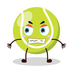 cute mad expression of tennis ball character