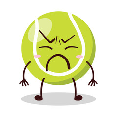 cute annoyed expression of tennis ball character
