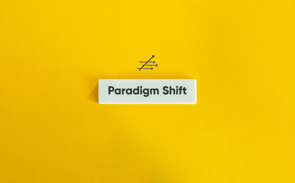 Paradigm Shift Term. Fundamental Change in Approach.
Text on Block Letter Tile on Yellow Background. Minimal Aesthetic.