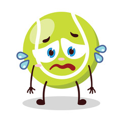 cute depressed expression of tennis ball character