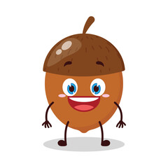 cute happy expression of walnut cartoon character