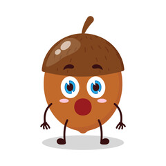 cute shocked expression of walnut cartoon character