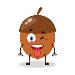 Obraz premium cute teased expression of walnut cartoon character