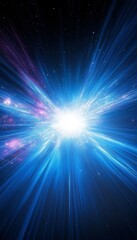 Light Speed Hyperspace Warp Tunnel, Futuristic Technology Background, Digital Illustration