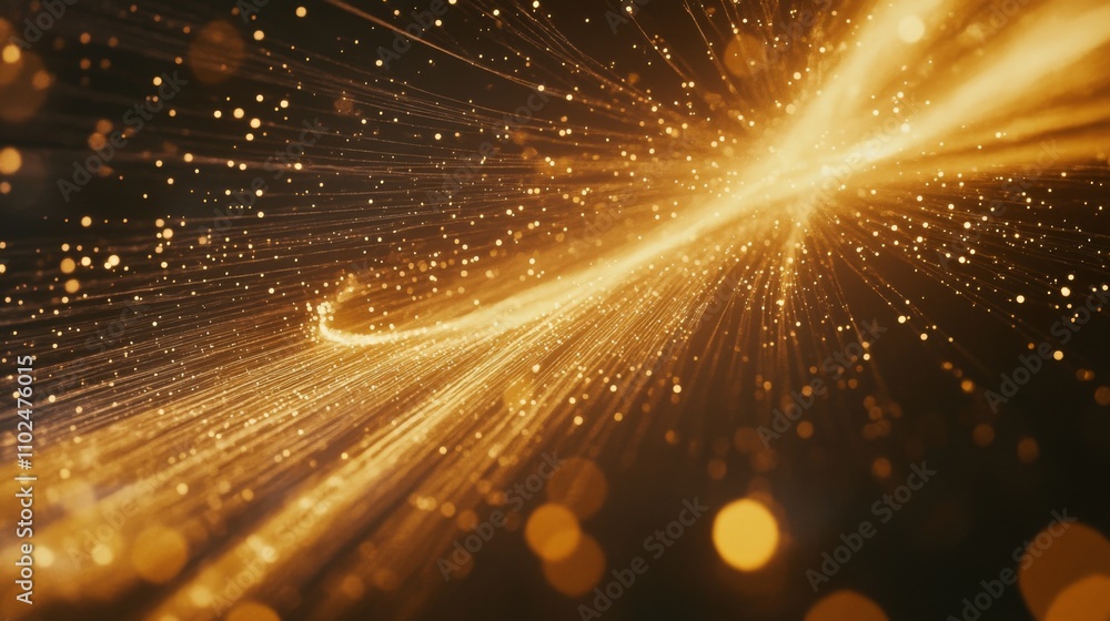 Aufkleber abstract gold dust background with glowing particles and light trails
