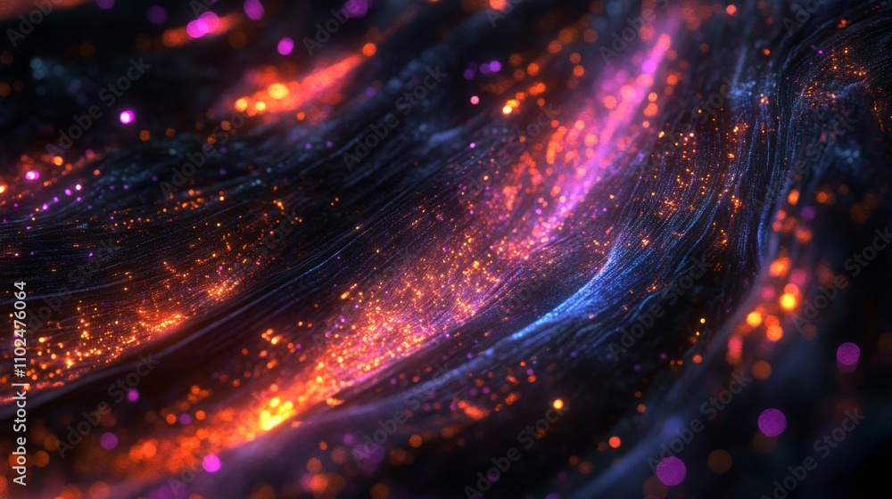 Poster vibrant abstract background with glowing particles in motion