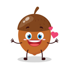 cute fall in love expression of walnut cartoon character