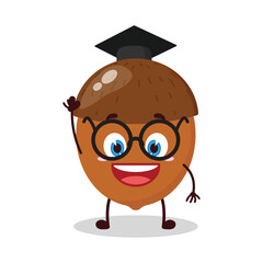 cute graduation college student expression of walnut cartoon character