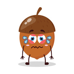 cute upset expression of walnut cartoon character