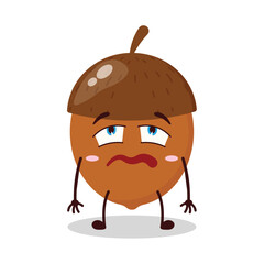 cute bored expression of walnut cartoon character