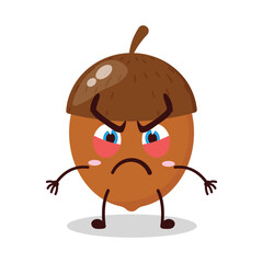 cute provoked expression of walnut cartoon character