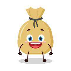 cute happy expression of money bag cartoon character