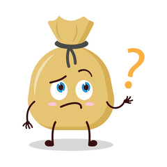 cute curious expression of money bag cartoon character
