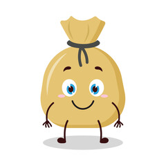 cute smile expression of money bag cartoon character