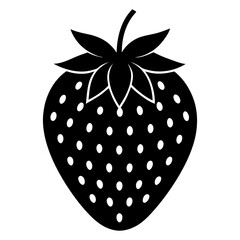 strawberry silhouette vector, Strawberry silhouette icon isolated on white background. Black outline symbol,
