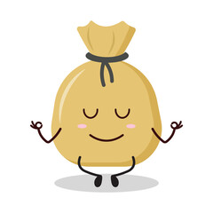 cute yoga expression of money bag cartoon character