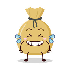 cute pleased expression of money bag cartoon character